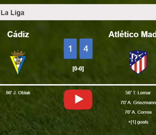 Atlético Madrid conquers Cádiz 4-1. HIGHLIGHTS
