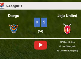 Jeju United conquers Daegu 5-0 after playing a incredible match. HIGHLIGHTS