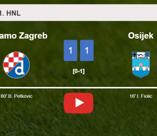 Dinamo Zagreb and Osijek draw 1-1 on Saturday. HIGHLIGHTS