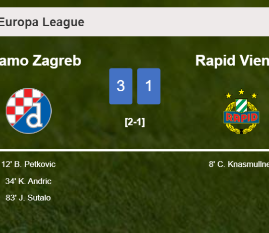 Dinamo Zagreb overcomes Rapid Vienna 3-1 after recovering from a 0-1 deficit