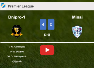 Dnipro-1 crushes Minai 4-0 with a fantastic performance. HIGHLIGHTS