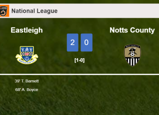 Eastleigh tops Notts County 2-0 on Saturday
