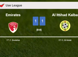Emirates and Al Ittihad Kalba draw 1-1 on Saturday