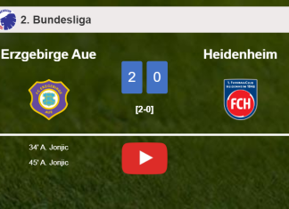 A. Jonjic scores 2 goals to give a 2-0 win to Erzgebirge Aue over Heidenheim. HIGHLIGHTS