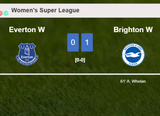 Brighton defeats Everton 1-0 with a goal scored by A. Whelan