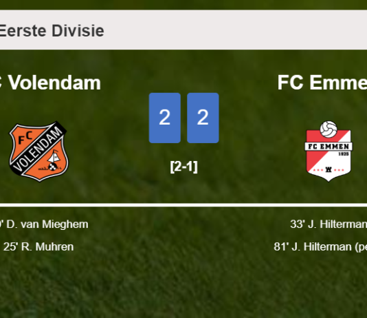 FC Emmen manages to draw 2-2 with FC Volendam after recovering a 0-2 deficit
