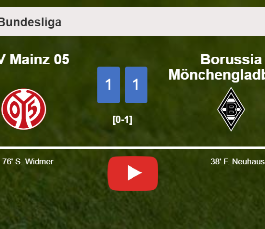 FSV Mainz 05 and Borussia Mönchengladbach draw 1-1 on Friday. HIGHLIGHTS
