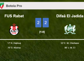 FUS Rabat and Difaâ El Jadida draw 2-2 on Wednesday