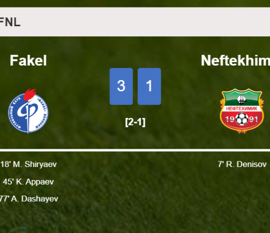 Fakel prevails over Neftekhimik 3-1 after recovering from a 0-1 deficit