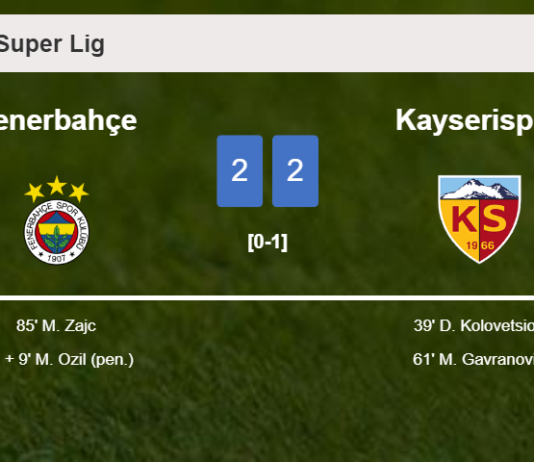 Fenerbahçe manages to draw 2-2 with Kayserispor after recovering a 0-2 deficit