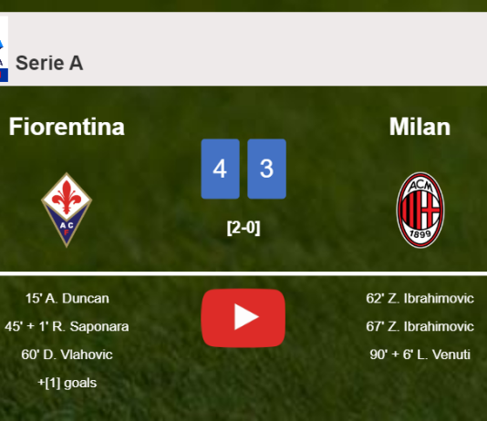 Fiorentina beats Milan 4-3. HIGHLIGHTS