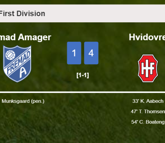 Hvidovre defeats Fremad Amager 4-1 after recovering from a 0-1 deficit