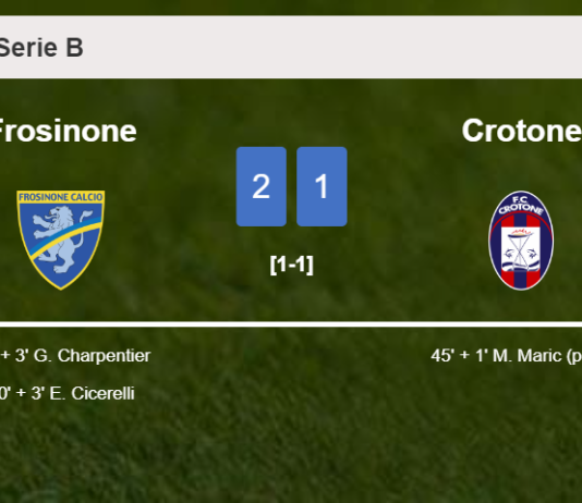 Frosinone recovers a 0-1 deficit to top Crotone 2-1
