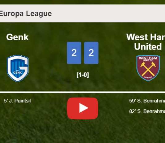 Genk and West Ham United draw 2-2 on Thursday. HIGHLIGHTS