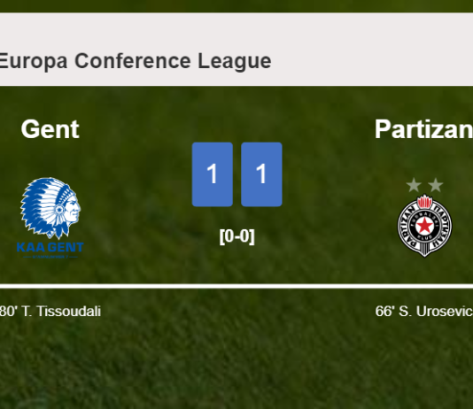 Gent and Partizan draw 1-1 on Thursday