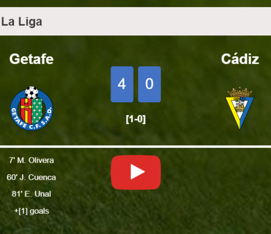 Getafe crushes Cádiz 4-0 with an outstanding performance. HIGHLIGHTS