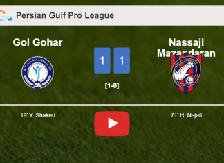 Gol Gohar and Nassaji Mazandaran draw 1-1 on Monday. HIGHLIGHTS