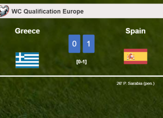 Spain defeats Greece 1-0 with a goal scored by P. Sarabia