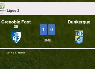 Grenoble Foot 38 prevails over Dunkerque 1-0 with a late goal scored by L. Nestor
