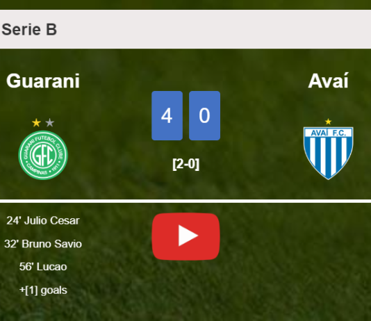 Guarani crushes Avaí 4-0 playing a great match. HIGHLIGHTS