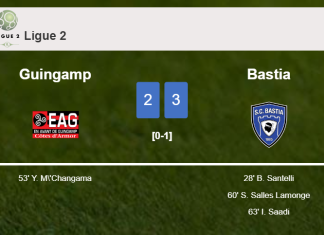 Bastia tops Guingamp 3-2