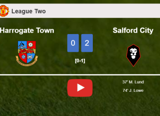 Salford City beats Harrogate Town 2-0 on Saturday. HIGHLIGHTS