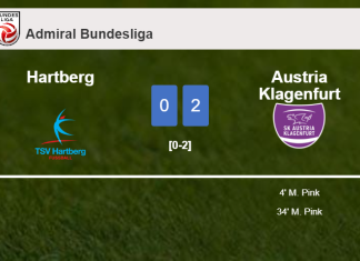 M. Pink scores a double to give a 2-0 win to Austria Klagenfurt over Hartberg