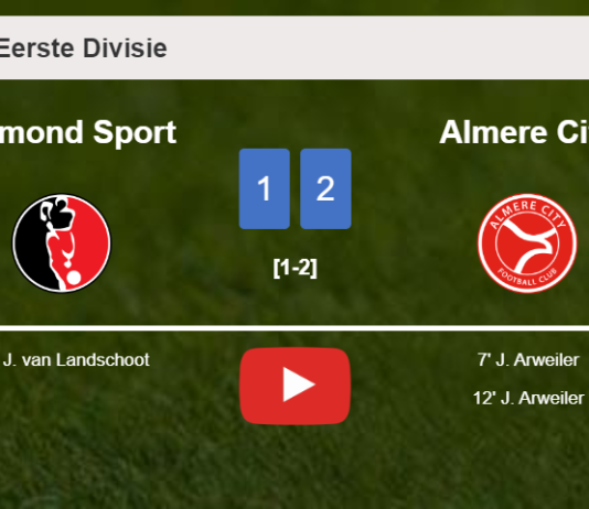 Almere City defeats Helmond Sport 2-1 with J. Arweiler scoring a double. HIGHLIGHTS