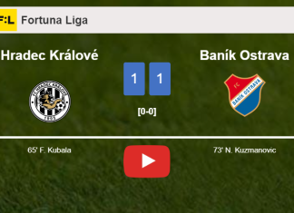 Hradec Králové and Baník Ostrava draw 1-1 on Saturday. HIGHLIGHTS