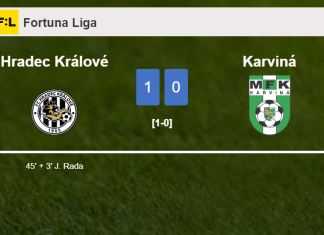 Hradec Králové beats Karviná 1-0 with a goal scored by J. Rada