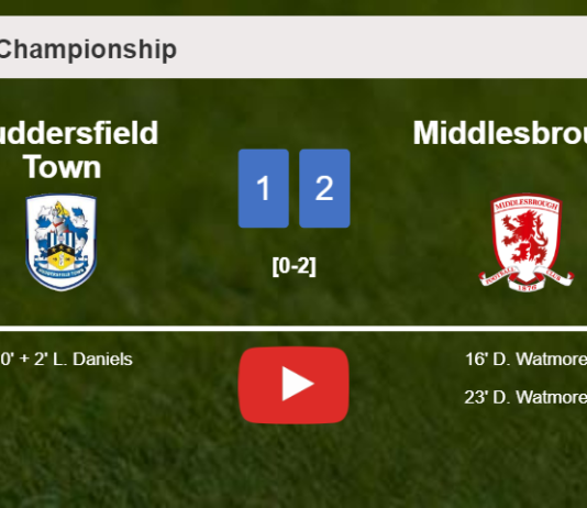 Middlesbrough defeats Huddersfield Town 2-1 with D. Watmore scoring a double. HIGHLIGHTS