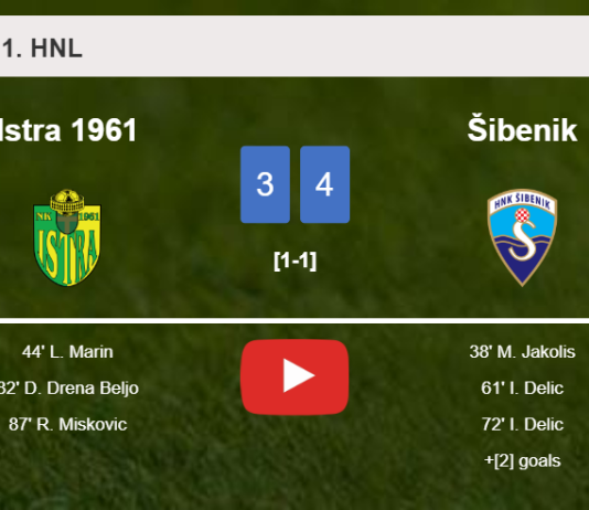 Šibenik demolishes Istra 1961 4-3 with 2 goals from M. Jakolis. HIGHLIGHTS