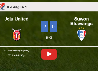 J. Min-Kyu scores a double to give a 2-0 win to Jeju United over Suwon Bluewings. HIGHLIGHTS