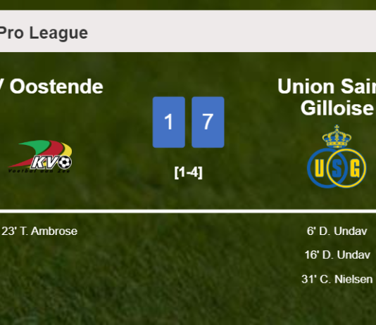 Union Saint-Gilloise prevails over KV Oostende 7-1 with 3 goals from D. Undav