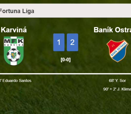 Baník Ostrava recovers a 0-1 deficit to conquer Karviná 2-1