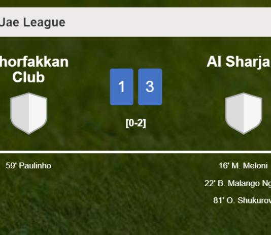 Al Sharjah overcomes Khorfakkan Club 3-1