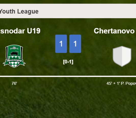 Krasnodar U19 and Chertanovo U20 draw 1-1 on Friday