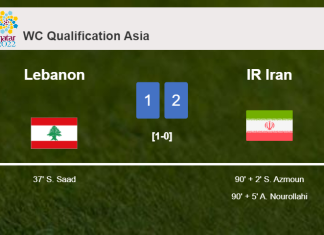 IR Iran recovers a 0-1 deficit to overcome Lebanon 2-1