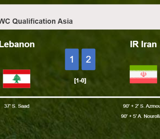 IR Iran recovers a 0-1 deficit to overcome Lebanon 2-1