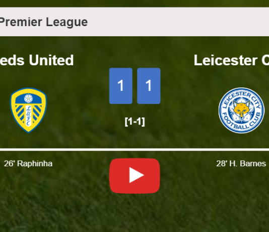 Leeds United and Leicester City draw 1-1 on Sunday. HIGHLIGHTS
