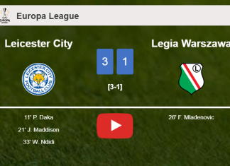 Leicester City prevails over Legia Warszawa 3-1. HIGHLIGHTS