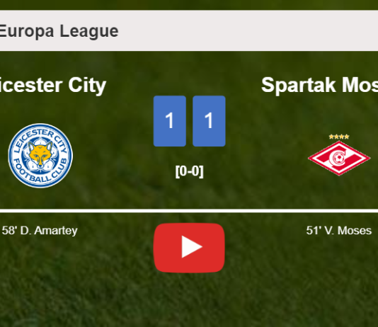 Leicester City and Spartak Moskva draw 1-1 after J. Vardy missed a penalty. HIGHLIGHTS