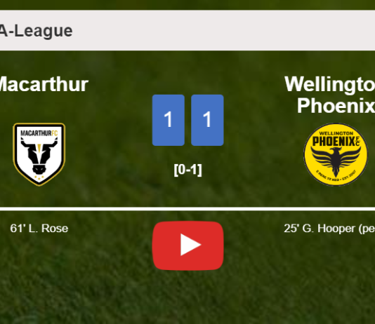 Macarthur and Wellington Phoenix draw 1-1 on Sunday. HIGHLIGHTS