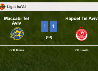 Maccabi Tel Aviv and Hapoel Tel Aviv draw 1-1 on Sunday
