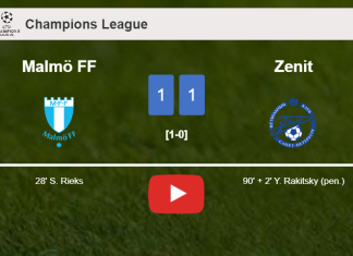 Zenit clutches a draw against Malmö FF. HIGHLIGHTS