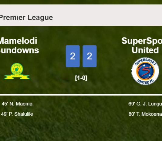 SuperSport United manages to draw 2-2 with Mamelodi Sundowns after recovering a 0-2 deficit