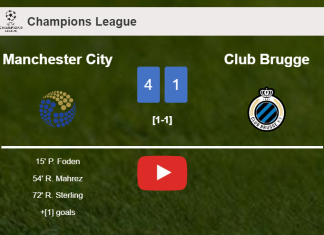 Manchester City liquidates Club Brugge 4-1 after playing a great match. HIGHLIGHTS