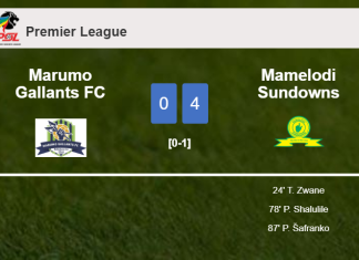 Mamelodi Sundowns beats Marumo Gallants FC 4-0 after playing a incredible match