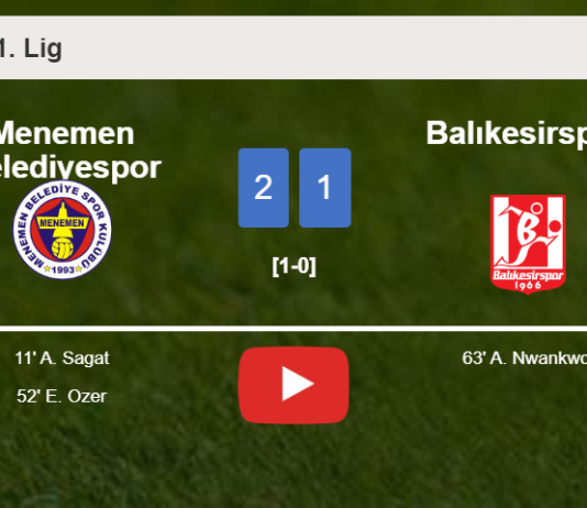 Menemen Belediyespor prevails over Balıkesirspor 2-1. HIGHLIGHTS