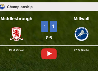 Middlesbrough and Millwall draw 1-1 on Saturday. HIGHLIGHTS
